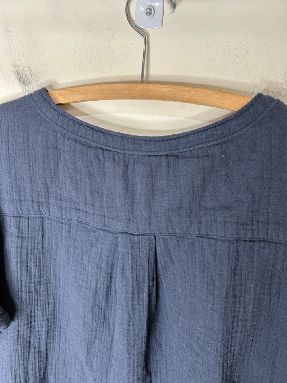 QUINCE 100% Organic Cotton Gauze Roll Sleeve Shirt Indigo Blue Size 3X - Picture 15 of 16